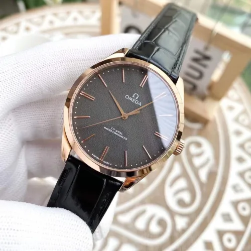 OMEGA Men Butterfly Watch Crocodile Belt Mechanical Watch