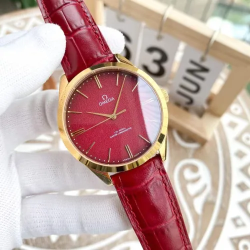 OMEGA Men Butterfly Watch Crocodile Belt Mechanical Watch