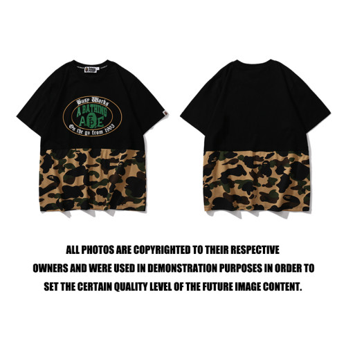 BAPE/A/Bathing Ape Unisex Cotton Short Sleeve Gothic Camouflage Patchwork T-Shirt