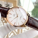 OMEGA Men Butterfly Watch Crocodile Belt Mechanical Watch