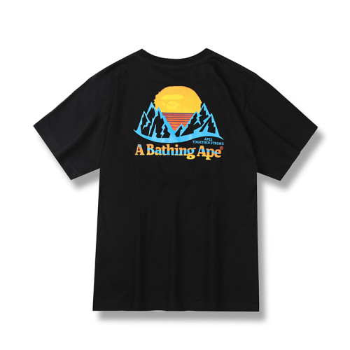 BAPE/A/Bathing Ape Unisex Cotton Short Sleeve Sunset Printed Crew Neck T-Shirt