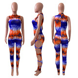 wholesale women clothing print sleeveless casual bodycon jumpsuit
