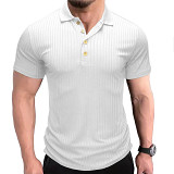 Summer Short Sleeve Turn Down Neck Button Casual Men Shirt Elastic Men Top