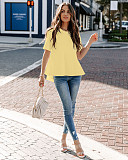 Amazon fashionable summer solid color flounce commuter t shirt blouse top