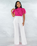 Amazon women's broken hole sexy hook flower hollow breathable nightclub women blouse shirt top