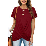 2022 Round neck short sleeve knot design tops T-shirt