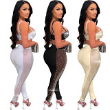 summer Wholesale Clothing sling nightclub hot drill see-through sexy two-piece set