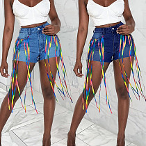 Women's jeans Amazon fashion color strap jean shorts for women