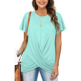 2022 Round neck short sleeve knot design tops T-shirt