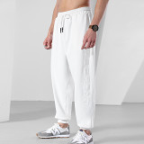 Spring Summer Casual Long Pants Loose Solid Color Sports Pocket Men Pant