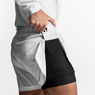 Summer Casual Quick Dry Breathable Double Layer Fitness Shorts Men Pant