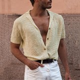 Lapel Short Sleeve Knitwear Summer Thin Short Sleeve T Shirt Men Top