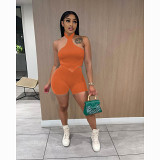 Women clothing 2022 Summer sexy backless sleeveless shorts Set solid color casual two-piece set