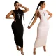 Round neck hip wrap dress