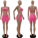 Fashion Sexy Bikini Halter Swimsuit Three Piece Set