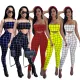 Sexy Print Tube Top Bib Pants Two-Piece Set
