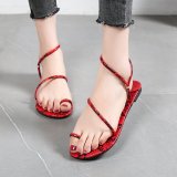 Flat Low Heel Round Toe Open Toe Slip-On Sandals