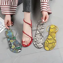 Flat Low Heel Round Toe Open Toe Slip-On Sandals
