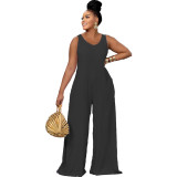Sleeveless Open Back Tie Casual Jumpsuit