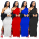 Fashion Solid Color One Shoulder Slit Dress