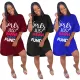 Fashion Plus Size Alphabet Print Dress