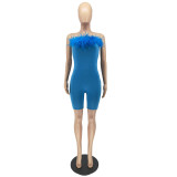 Summer Fashion Off-the-shoulder Plush Bodice Jumpsuit