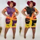 Sexy Plus Size Mesh Yarn Print Short Sleeve Dress