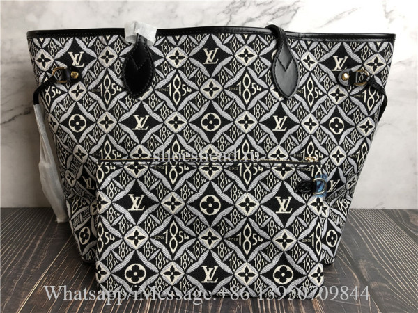 Original Louis Vuitton Jacquard Since 1854 Neverfull MM Grey Bag