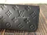 Original Louis Vuitton Monogram Empreinte Leather Clemence Wallet Marine Rouge M69415