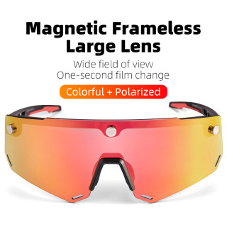 ROCKBROS 2 In 1 Bicycle Sunglasses For Men MTB Polarized Sports UV400 Magnetic Split HD Large Frameless Lens  Sports Glasses