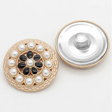 21MM Pearl flower enamel rhinestones  metal  snap buttons