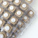 21.5MM Square Leaf Embossed Pearlescent metal  snap buttons
