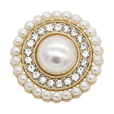 20MM Pearl flower enamel rhinestones  metal  snap buttons