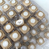 21.5MM Square Leaf Embossed Pearlescent metal  snap buttons
