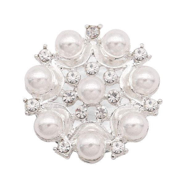 20MM design pearl silver  Plated with Rhinestone snap button