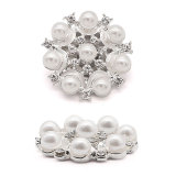20MM design pearl silver  Plated with Rhinestone snap button