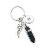 Natural Stone Keychain Pendant Decorative Car Keyring fit 18mm snap button jewelry
