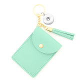 Solid Color Card Holder Keychain Wallet Leather Tassel Multi-Card Coin Purse fit 18mm snap button jewelry