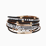 Freshwater Pearl Double Circle Multilayer Leather Bracelet