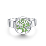 Stainless Steel Hollow Aroma Diffuser Ring Adjustable Tree of Life Stainless Steel Couple Ring