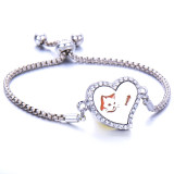 Stainless Steel Fragrance Hollow Aromatherapy Essential Oil Diffusion Adjustable Size Multi-Style Diamond Heart Flap Bracelet