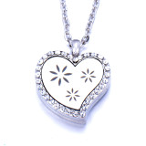 Stainless Steel Diamond Cutout Pendant Open Multiple Style Heart Aroma Perfume Essential Oil Diffuser Necklace