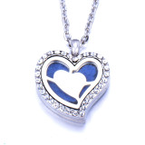 Stainless Steel Diamond Cutout Pendant Open Multiple Style Heart Aroma Perfume Essential Oil Diffuser Necklace