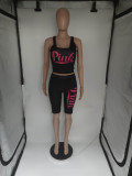 SC Pink Letter Tank Top And Shorts 2 Piece Sets BLI-2578