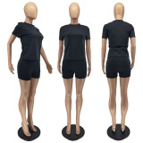 SC Solid T Shirt And Shorts Two Piece Sets WSM-5304