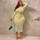 SC Plus Size Plaid Full Sleeve Slim Long Dress OSIF-22233