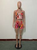 SC Sexy Printed Crop Top And Shorts 2 Piece Suits GHF-014