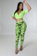 SC Fashion Sexy Short Sleeve Mesh Print Pants Two Piece Sets YD-8581