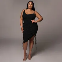 SC Plus Size Sexy Sling Drawstring Dress NNWF-7422