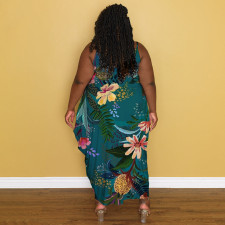 SC Plus Size Casual Sling Print Maxi Dress NNWF-7457